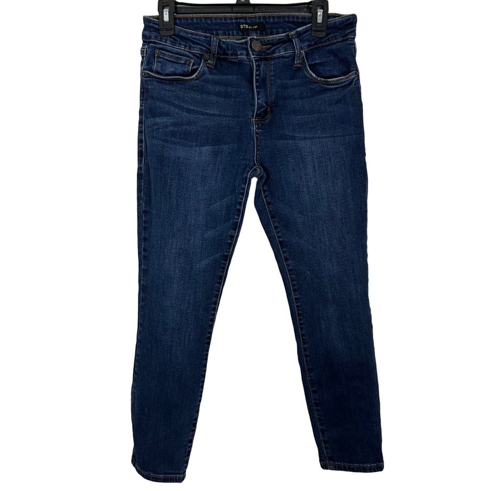 STS Woman's Size 30 Short Cool Blue Dark Wash Skinny Jeans Denim Pants Petite